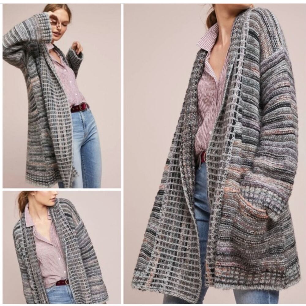 Anthropologie Akemi + Kin Wasilla Knit Gray Mixed Cardigan. Small